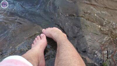 Big Feet And Hairy Legs Splashing At The Beach on vidfreenow.com