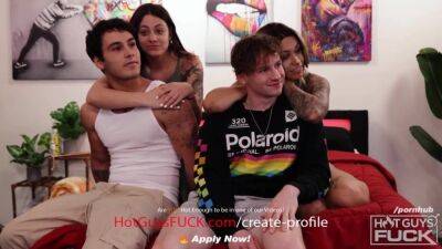 Busty Tattooed Latina Shows New Hunk How To Fuck! - swingers swapping in foursome on vidfreenow.com