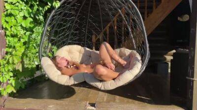 Blonde Fucks Her Didlo With A Big Rubber Dick On A Swing on vidfreenow.com