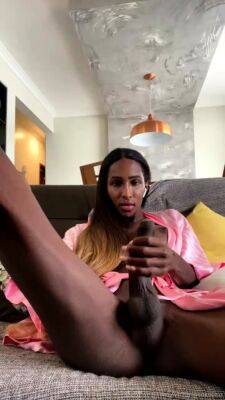 Ebony GF sucks big black cock and gets fingered on vidfreenow.com