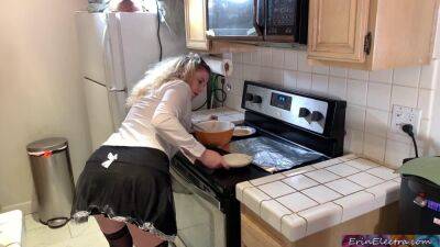 The maid takes a hard pecker in the kitchen on vidfreenow.com