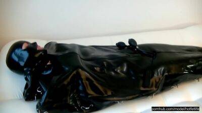 Sexy Latex Slave In The Rubber Bondage Body Bag on vidfreenow.com