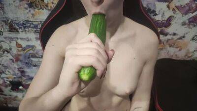 Having fun with a cucumber on vidfreenow.com