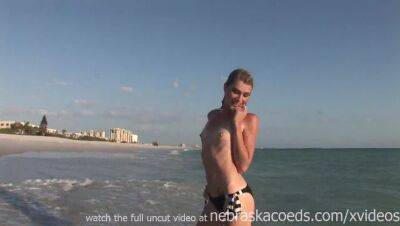 Tiny skinny blonde from st pete florida illegally naked on the beach on vidfreenow.com