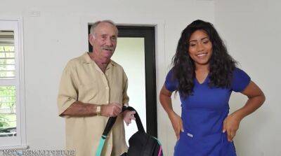 Big-Breasted Ebony Nurse Fucks With A Real Old Man on vidfreenow.com