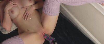 I Put Pink Stockings On My Long Legs While The Sex Machine Roughly Fucks Me on vidfreenow.com