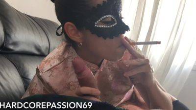 Asian mistress blowing cigarette & cock, rides dick, takes creampie. - Japan on vidfreenow.com