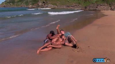 Hardcore Sex On The Beach With A Whorish Brunette on vidfreenow.com