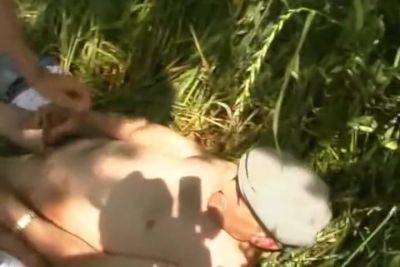 Slender Looking French Lady Pleasing Two Cocks Outdoors - France on vidfreenow.com