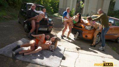 Great outdoor group sex scene with Lady Gang and Rebecca Volpetti - Italy - Czech Republic on vidfreenow.com