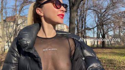 Anastasia Ocean In Beauty Flashes Her Big Boobs While Walking In A Public Park on vidfreenow.com