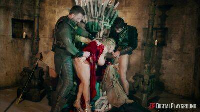 Busty blonde whore fucked on the iron throne and soaked in sperm on vidfreenow.com