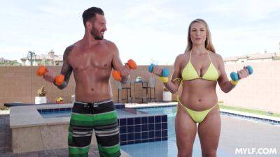 Busty wife gets to fuck with her personal trainer in spectacular cheating scenes on vidfreenow.com