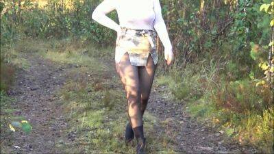 Forest Walk In Black Pantyhose on vidfreenow.com