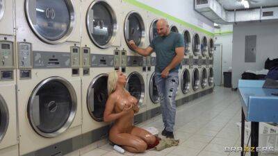 Curvaceous blonde damsel with big tits pleasures JMac in the laundry on vidfreenow.com