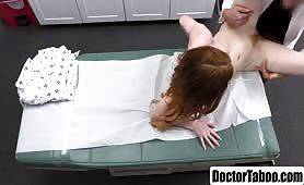 Teen redhead gets her fat pussy licked and banged by doctor on vidfreenow.com