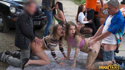 Outdoor orgy leads these fine women to mind-blowing pleasures on vidfreenow.com