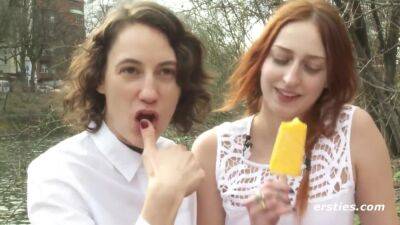 American Babes Explore Each Other's Sexy Bodies Outdoors - Redhead eats icecream and her lesbian girlfriend - Germany - Usa on vidfreenow.com