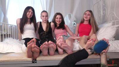 Quadruple tickle pleasure - ticklish young feet and upperbody on vidfreenow.com