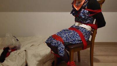 Girl Chairtied With Ropes And Scarf on vidfreenow.com