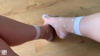 Showing My Feet In New Sexy White Nylon Socks - Amateur Foot Fetish on vidfreenow.com