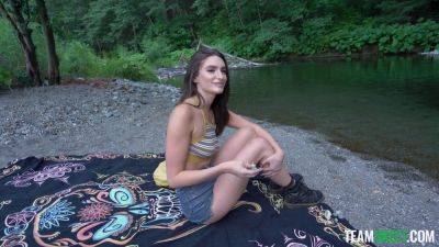 Nude amateur ends flawless dick ride by the river with a huge cumshot on face on vidfreenow.com