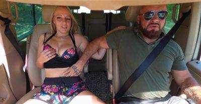 Seductive blonde gets her dose on the back seat before sucking the cock dry in the sun on vidfreenow.com