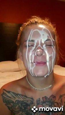 18yo blonde teen slut gets cum on face - facial - Russia on vidfreenow.com