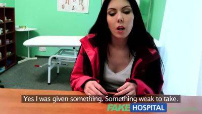 Hot brunette patient moans in pleasure while being examined in hospital by a nurse on vidfreenow.com