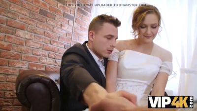 Hot young bride gets plowed by rich dude on wedding day for cash on vidfreenow.com