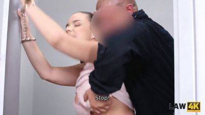 Sofia Lee, a chubby teen thief, sucks cock while being arrested by the police on vidfreenow.com