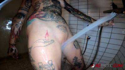 Lucy ZZZ gets her inked body pounded hard in the shower on vidfreenow.com