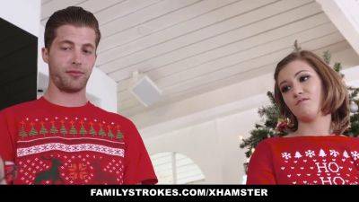 Milane Blanc & Riley Mae get naughty during the holidays with their familystrokes on vidfreenow.com