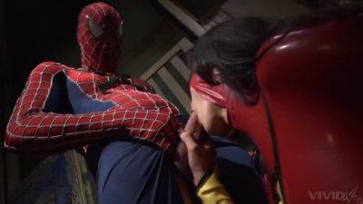 Spider man rams gorgeous brunette super hero and floods her tits on vidfreenow.com