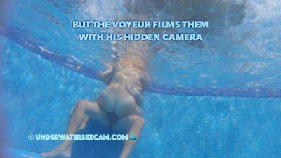 This couple thinks no one knows what they are doing underwater in the pool but the voyeur does on vidfreenow.com