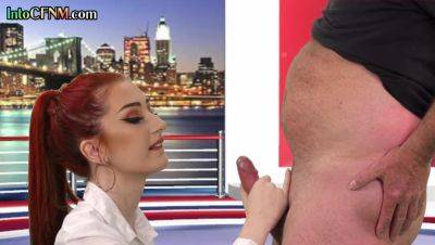 CFNM redhead British babe sucks cock in live TV show - Britain on vidfreenow.com