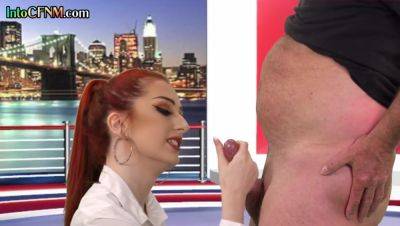 CFNM redhead British babe sucks cock in live TV show - Britain on vidfreenow.com