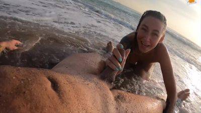 Real Couple Having Fun On A Nudist Beach. Sexy Wet Blowjob on vidfreenow.com