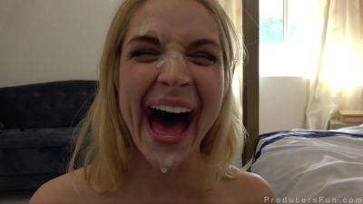 Blondie with big blobs answers questions during sex - Cumshot on vidfreenow.com