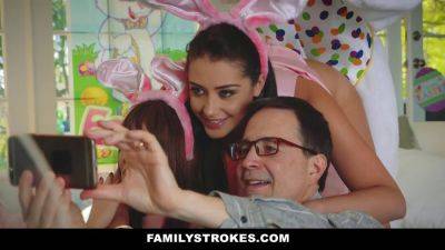 Tommy Gunn, Krissy Lynn & Avi Love in a wild family strokes cosplay with Easter Bunny Stepuncle on vidfreenow.com