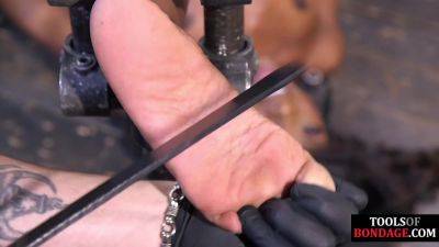 Poor BDSM Ebony babe feet whipped by rough CMNF master on vidfreenow.com