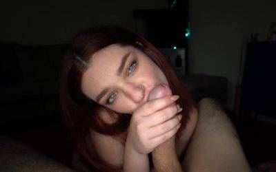 Redhead throats the big dick while moaning for harsh sex on vidfreenow.com