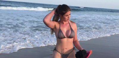 Blonde girl on the beach having sex with her fan on vidfreenow.com