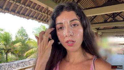 Cum Covered Delight in Public Cafe with Katty West on vidfreenow.com