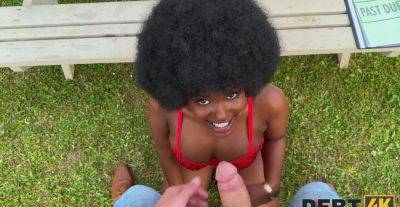 Curly ebony princess enjoys tasty dong in backyard POV romance on vidfreenow.com