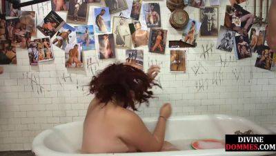 BBW food fetish domina ride sub hard cock in bathroom on vidfreenow.com