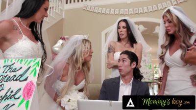 Busty brides share a wedding planner's dick in hot group sex. on vidfreenow.com