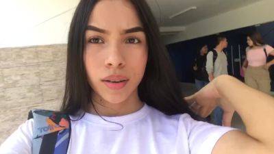 Latin brunette wanted sex so much that she decided to masturbate right in college. on vidfreenow.com