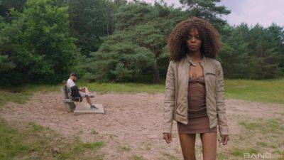 Curly black doll tries random man's huge dick in a dirty outdoor play on vidfreenow.com