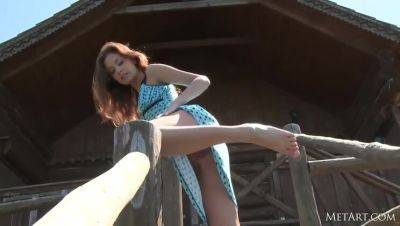 Outdoor Striptease with Brunette Irina on vidfreenow.com